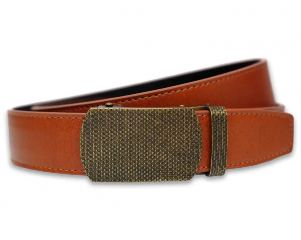 Automatik Gürtel – Rust Brown x Gold Plaid